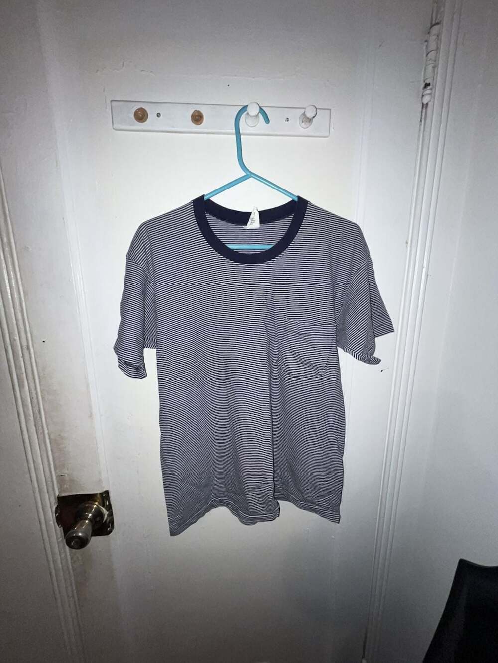 Gap Striped Pocket T-Shirt Size M Navy White Made in USA